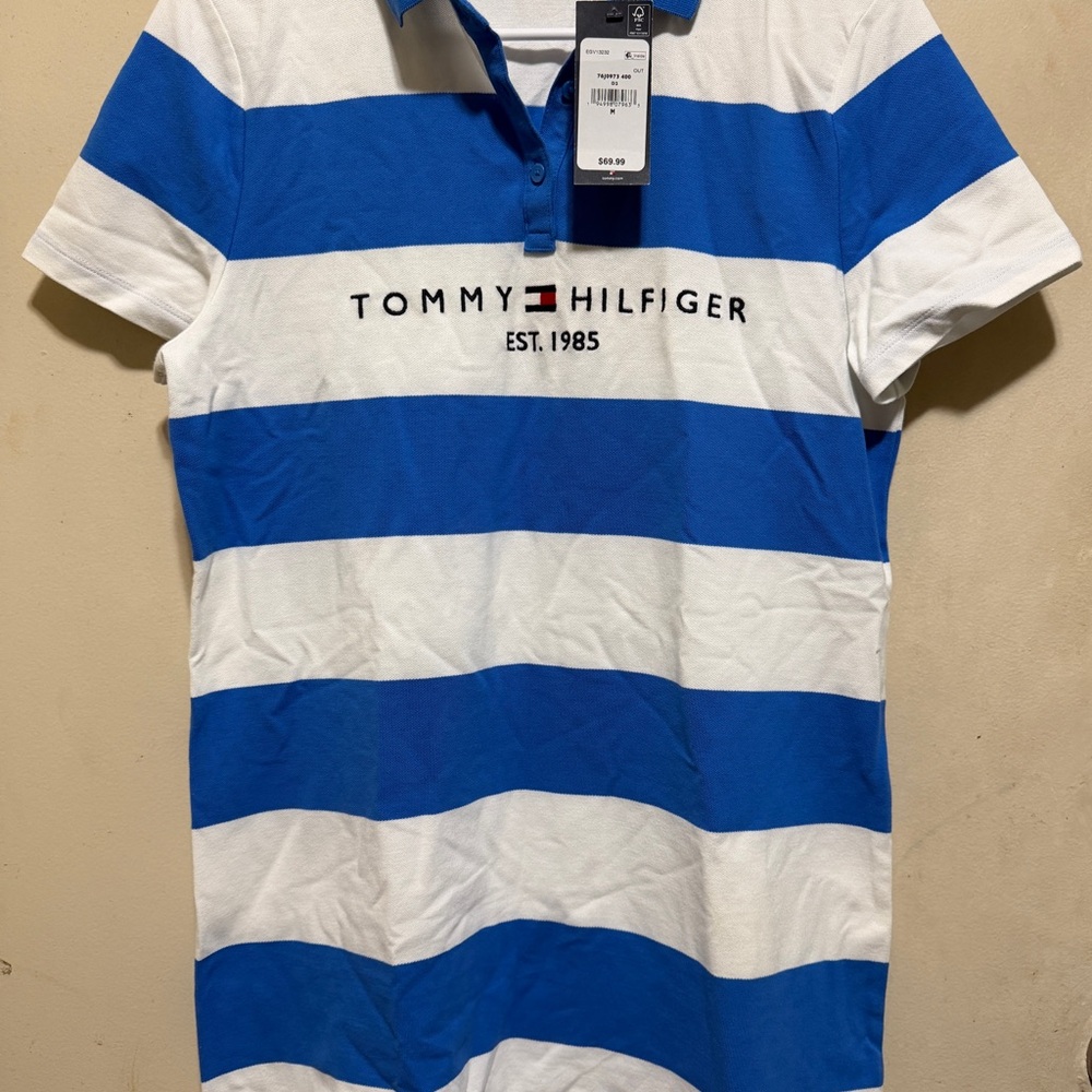 Tommy Hilfiger Blue and White Striped Polo Dress